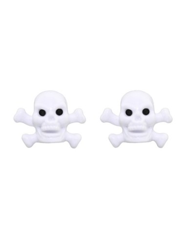 Valve Caps Skull W Bones White Schrader Valve.